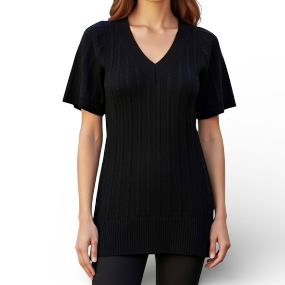 CALVIN KLEIN Chunky Knit Flutter Sleeve Sweater
